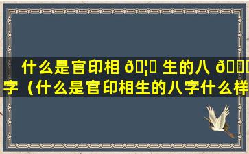 什么是官印相 🦁 生的八 🐅 字（什么是官印相生的八字什么样的日子）